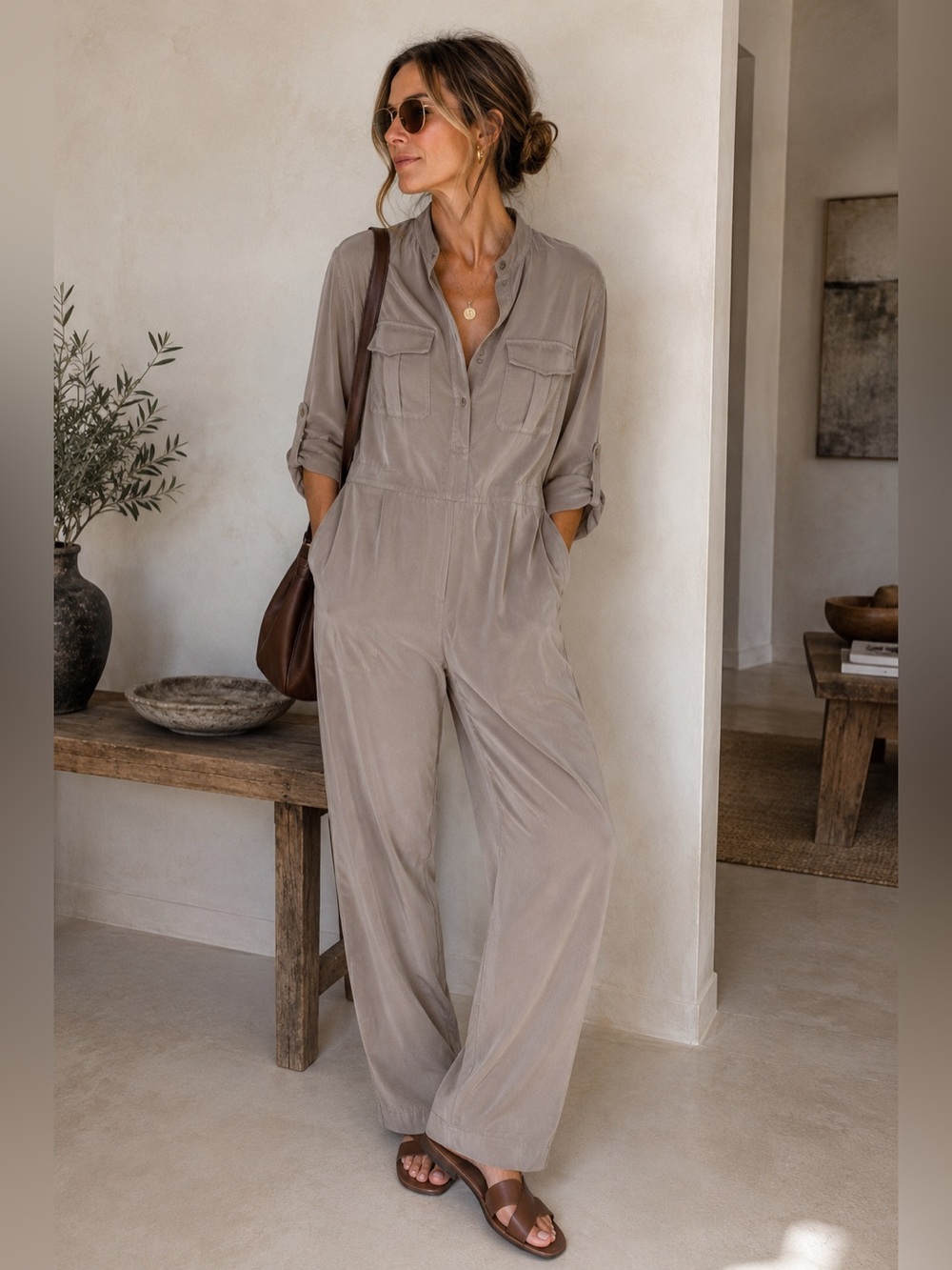 VTG 90s Selincourt Silk 100% Silk Safari Jumpsuit 36